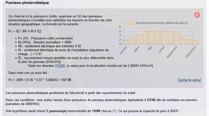Remorque g n ratrice solaire - Syst me lectrique Screenshot 2022-09-05 at 15-14-42 CalcPvAutonome Calculer dimensionner son installation photovolta que isol e autonome .png